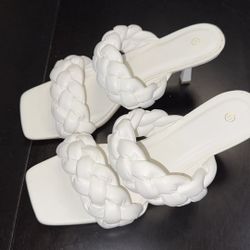 White Cross Woven Braided Heels - Never Worn - Size 11