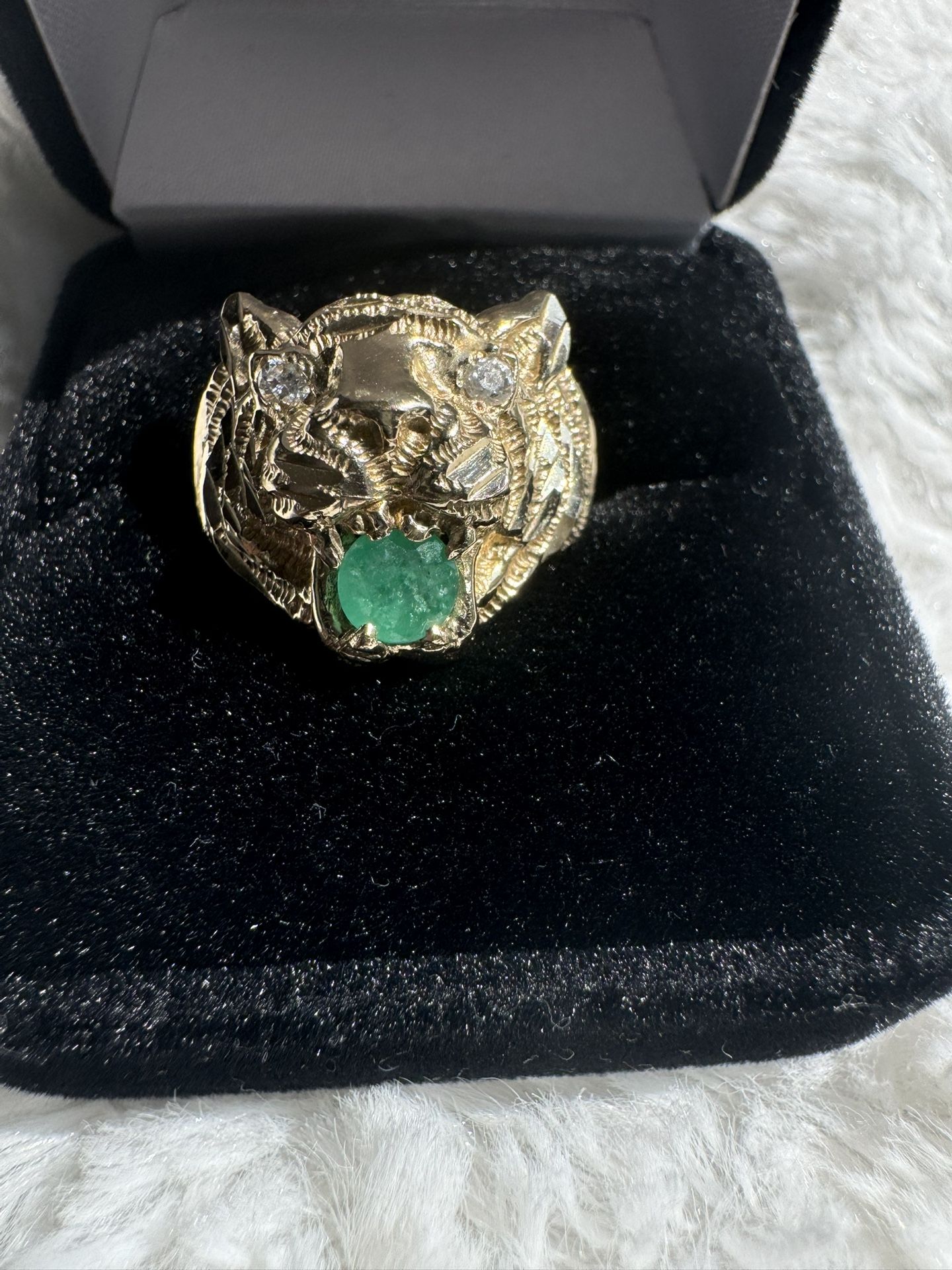 14K Gold Tiger Head Ring
