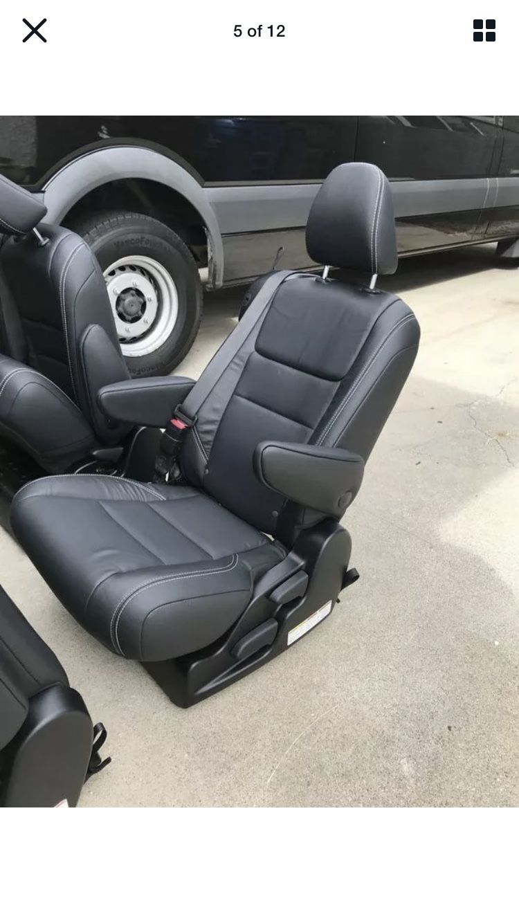 Black Leather Captain Seats For Sprinter Van, Transit, Econoline, Van