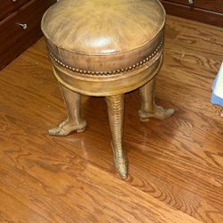 Whimsical  Leather And Wood Closet Stool No