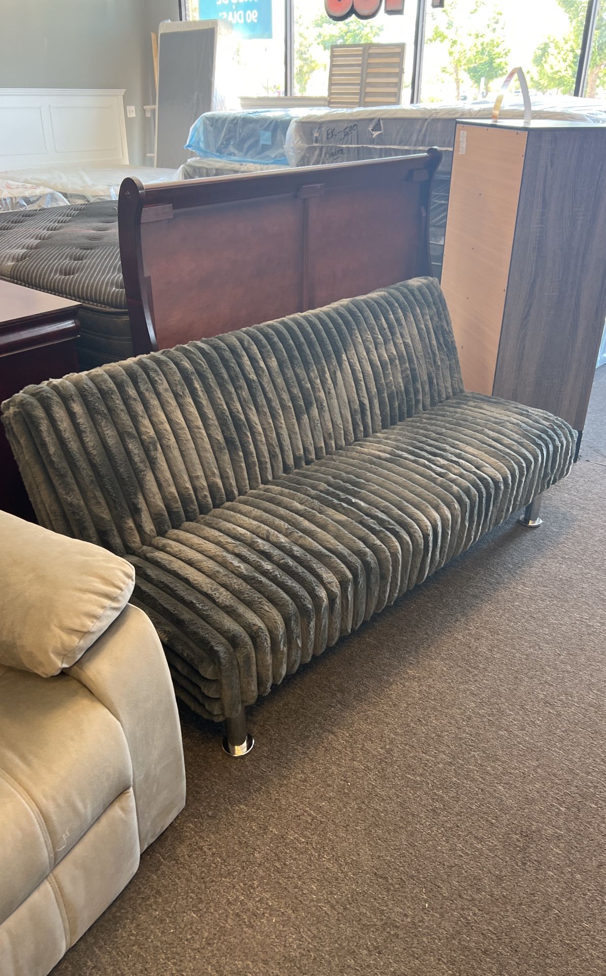 New Gray Fuzzy Futon