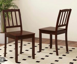 Set of 2 Wood Dining Chairs with Rubber Wood Legs