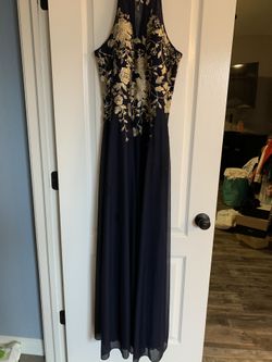 Navy size 14 long dress wearied once wedding payed 375