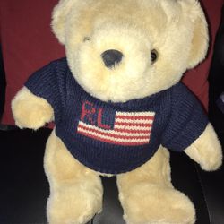 Vintage 1996 Polo Ralph Lauren Plush Stuffed American Flag Sweater 15” Tall