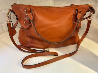 Kattee Genuine Leather Satchel Cognac Brown Crossbody Shoulder Bag Large Tote