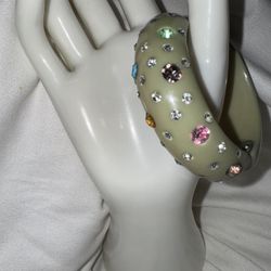 Vintage Weiss Style Bakelite Rhinestone Clamper Bracelet, Small