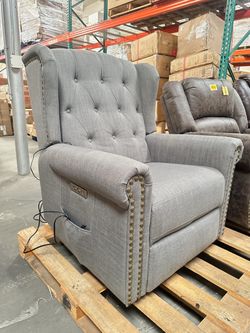 Gray Tufted Power Lift Recliner Chair with Heat and massage