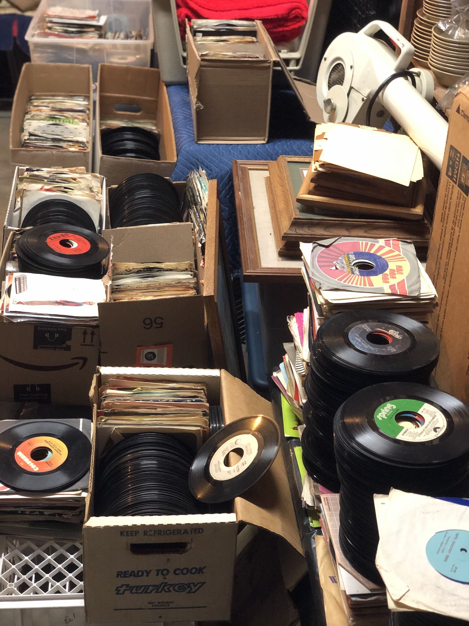 Thousands of 45s – 7 inch records. Oldies blues pop. Etc.