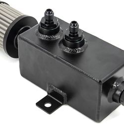 Car 1L Aluminum Oil Catch Can Fuel with Breather Filter Drain with AN6/8/10 Fitting OCT-AN10-1L-BK(with AN10 Fitting)