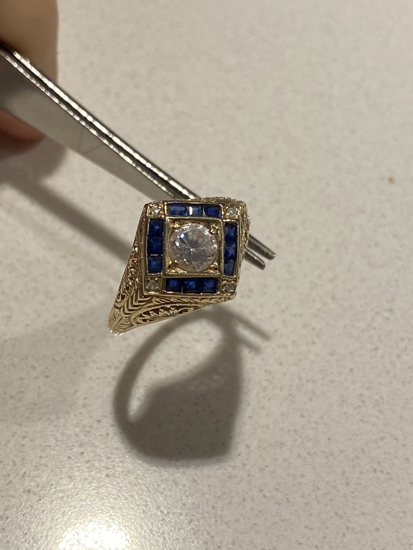Vintage 14kt Gold Sapphire&Diamond ring