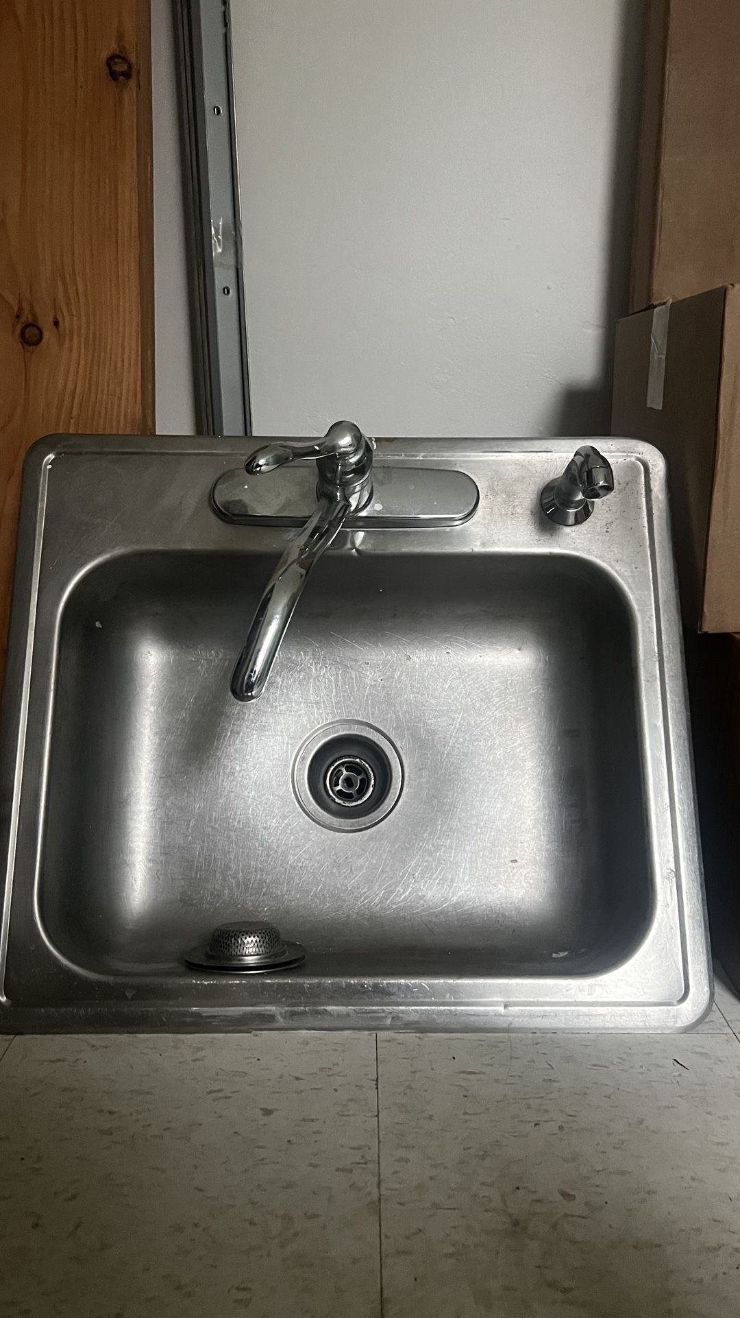 Vintage Metal Kitchen Sink with Faucet — Pre-War Washington Heights Artifact