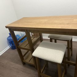 Wood Counter Height Dining Table Set with 2 Stools – $275