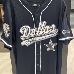 Cowboys Dallas NFL Button Up Jersey Pro Standard Navy Blue