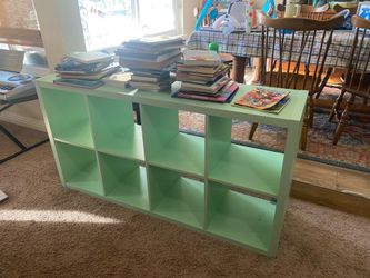 Mint green bookcase