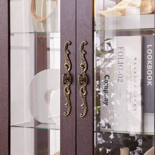 NEW. Lighted Glass Curio Display Cabinet,Display Cabinet,Glass Storage Cabinet Glass Wine cabinet Wood Frame Toy Display
