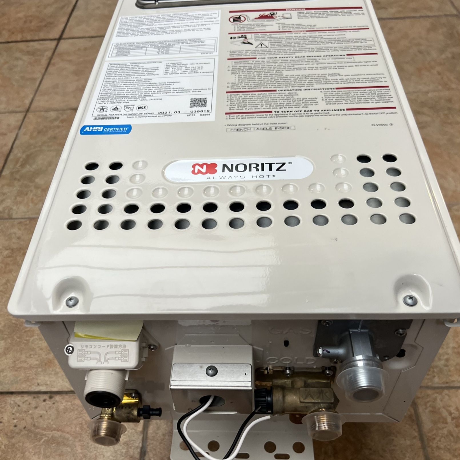Noritz NR98-OD-NG 9.8 GPM 199900 BTU Tankless Water Heater Gas for Sale in  Houston, TX - OfferUp