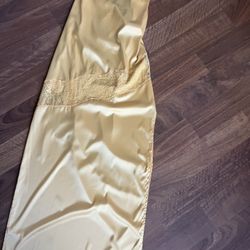 Women’s Gold Long Nightgown With Slit New!