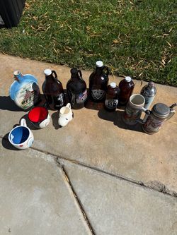 Growlers and vintage mugs