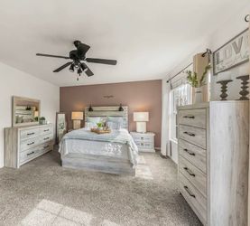 4-Piece Ashley Furniture Queen Size Bedroom Set with Built-In Sconce Lights