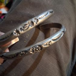 Two Sterling Silver Native American Hand Made Bracelets 