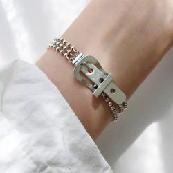 925 Sterling Silver Belt Unisex Bracelet Band Gift