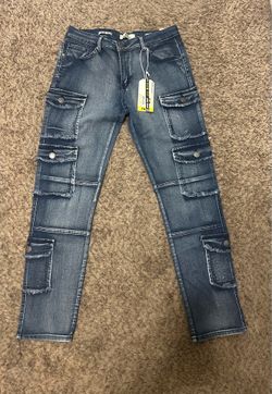 Men’s Jeans Size 34 Slim Fit Denim & Rivets Fray Denim Jeans