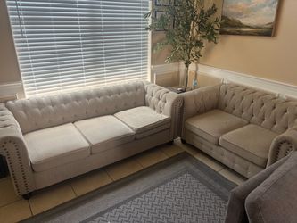 Chesterfield Tufted Sofa and Loveseat Set