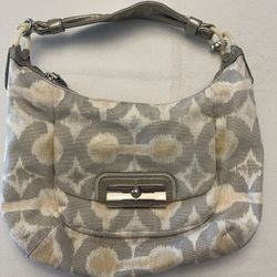 COACH Signature Gray/Pink /white Shoulder Bag Purse Small  #9