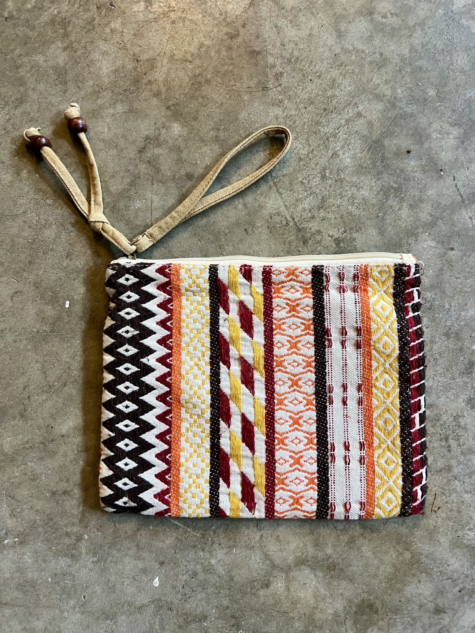 new embroidered boho canvas zipper pouch