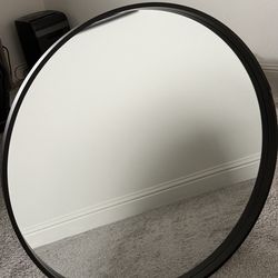 Framed Round Mirror ( Matte Black) 35”