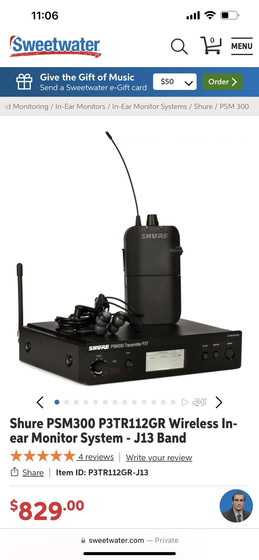 Shure PSM300 Wireless In Ear Monitor System