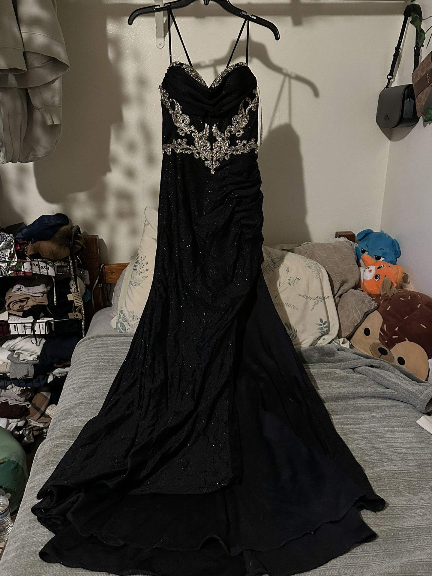 Black and Gold Corset Formal Dress