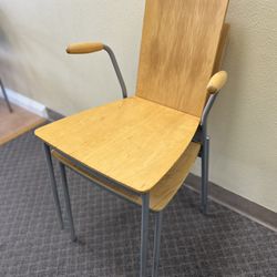 Wooden Chair Set, One chair with arm rest, metal legs