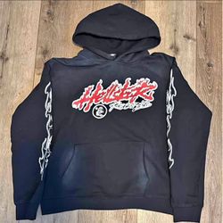 Hellstar Records Hoodie Black/White/Red Medium