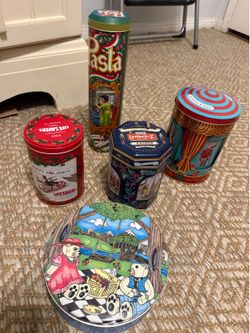 Variety of decorative tins