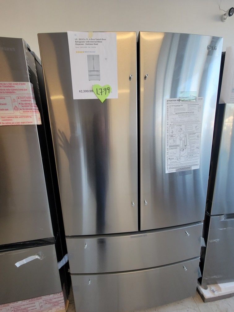 Stainless Steel French Door Refrigerator New Scratch And Dent With 6months Warranty 