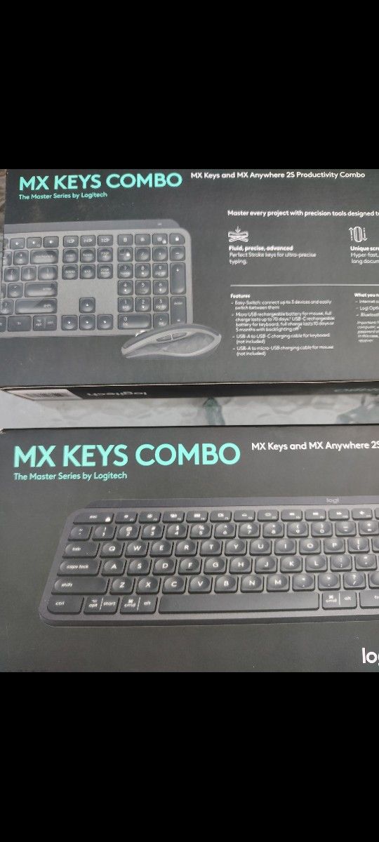 Logitech MX Keys Wireless Combo Keyboard & Mouse Windows Mac Linux Android Bluetooth