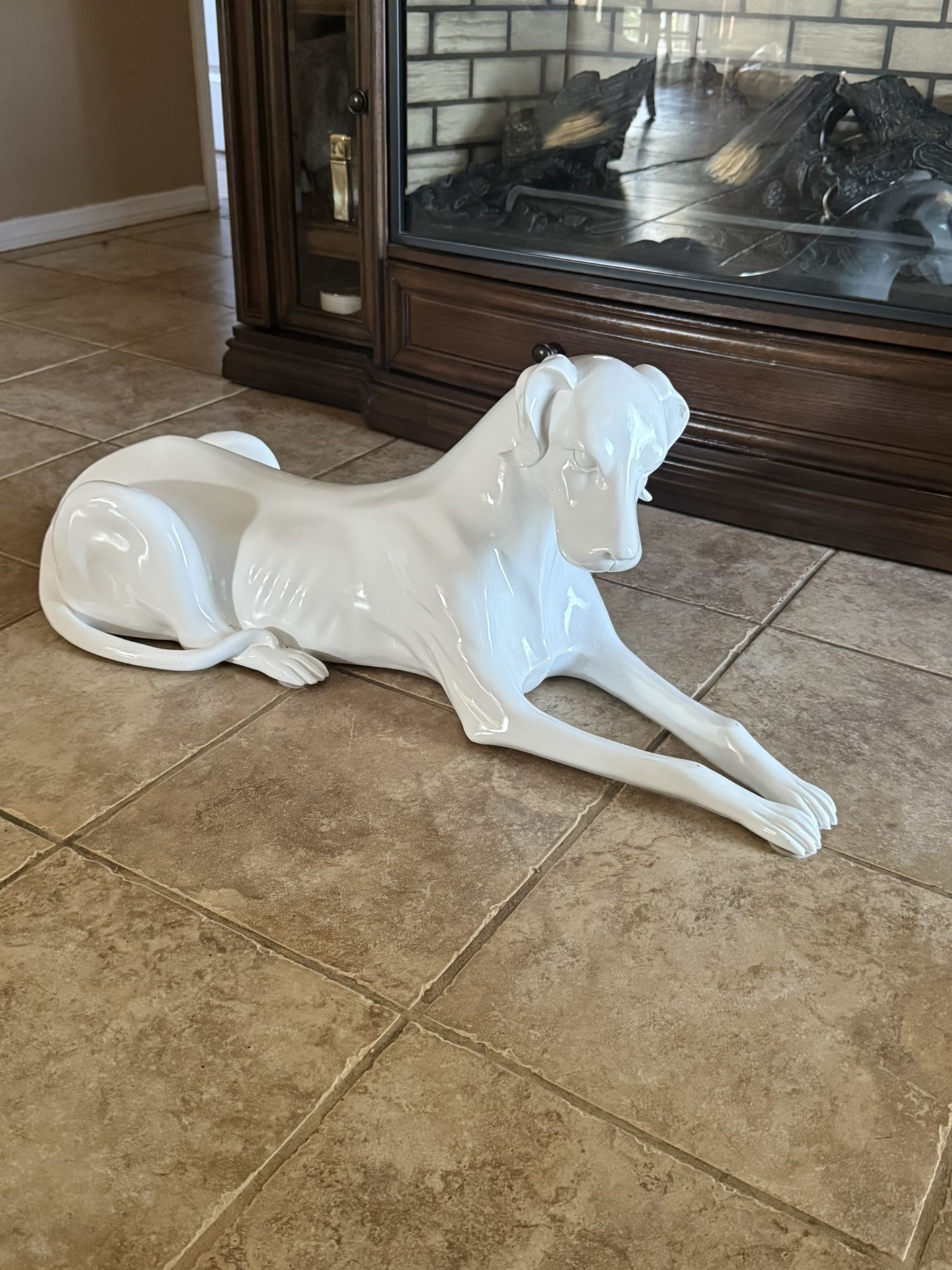 White dog statue