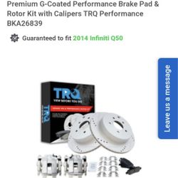 2014 Infiniti Q50 Premium Rear Ceramic Premium G-Coated Performance Brake Pad & Rotor 