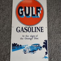 Large , Heavy 18 Gauge Steel Gulf Sign