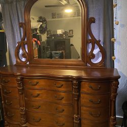 Large Wood Dresser with Mirror