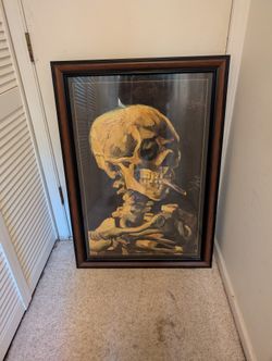 Skull of a Skeleton with Burning Cigarette Print