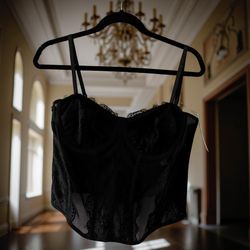 Black Lace And Sheer Corset 