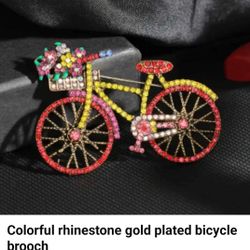 Rhinestone Bicycle Brooch 