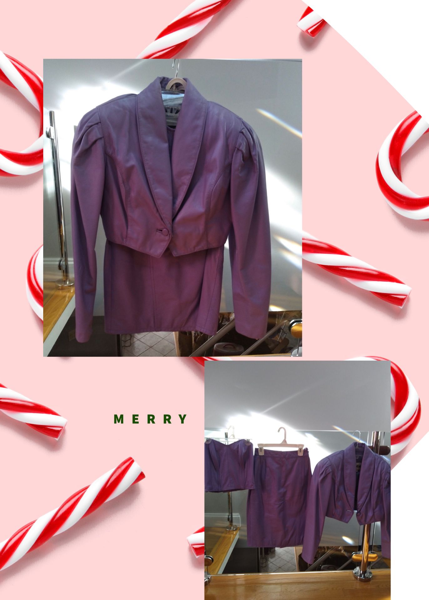 Chia lavender leather 3 piece suit Sz 2