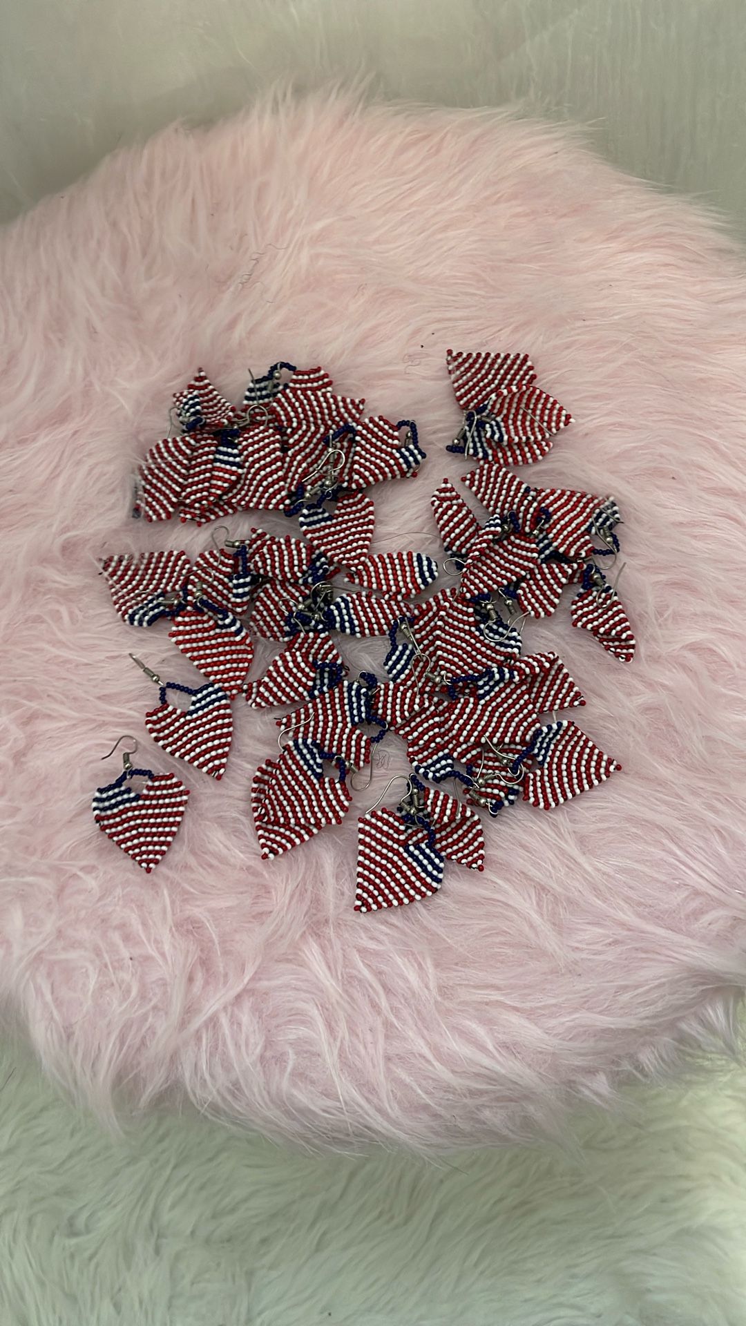 Handmade American Flag Beaded Earings