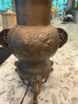Antique Asian brass lamp