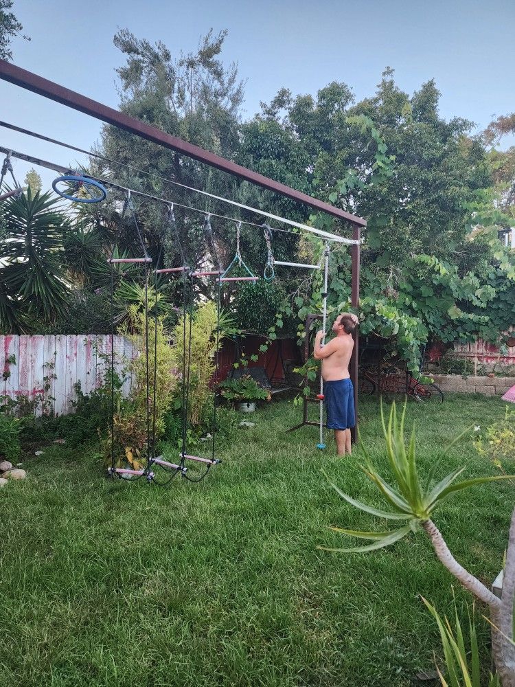 Slackers Outdoor Adventures Ninja Line Obstacle Set With Rope And Net