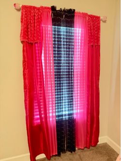 Pink and black curtains