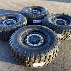 New Open Box ~ Black Rhino 17” Dual Drilled (5x5 / 5x5.5) pattern rims & 315/70LT17 All Country MTs  Perfect for your Gladiator or leveled / lifted Ra